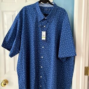 Nautica Men's Patterned Blue Button Down Shirt